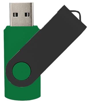 Swivel USB with Black Plate 16GB- Green
