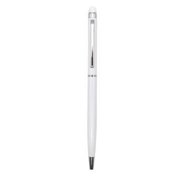 Aluminium Slim Pen with Stylus- White