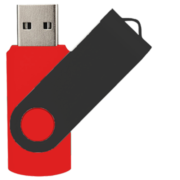Swivel USB with Black Plate 16GB- Dark Red