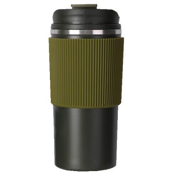 Double Wall Tumbler with Silicon Grip 500ml- Military Green
