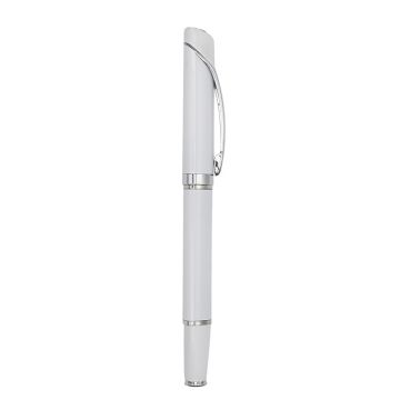 Metal Pen Model 1- White with Silver Trim-White