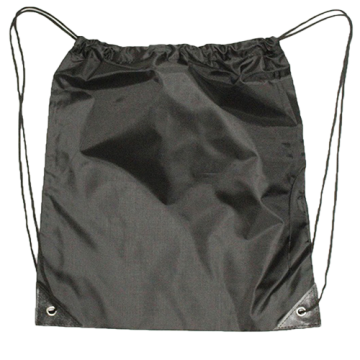 Draw String Bag with Leather corner- Black