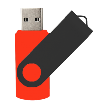 Swivel USB with Black Plate 16GB- Light Red