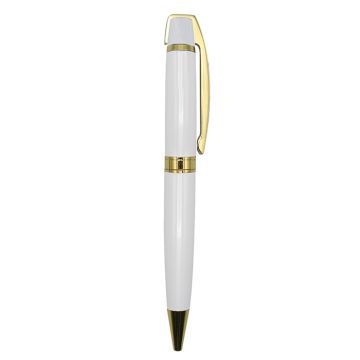 Metal Pen Model 2- White with Gold Trim