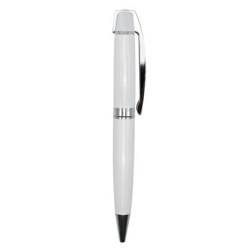 Metal Pen Model 2- White with Silver Trim