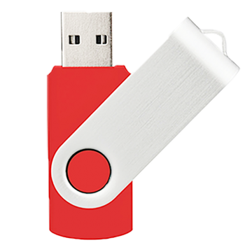 Swivel USB with Silver Plate 16GB- Light Red