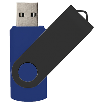 Swivel USB with Black Plate 16GB- Blue