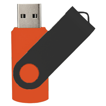 Swivel USB with Black Plate 16GB- Orange