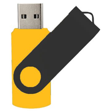 Swivel USB with Black Plate 16GB- Yellow