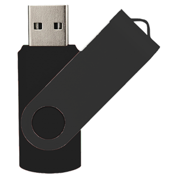 Swivel USB with Black Plate 16GB- Black
