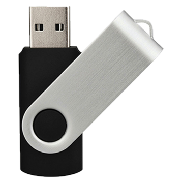 Swivel USB with Silver Plate 16GB- Black