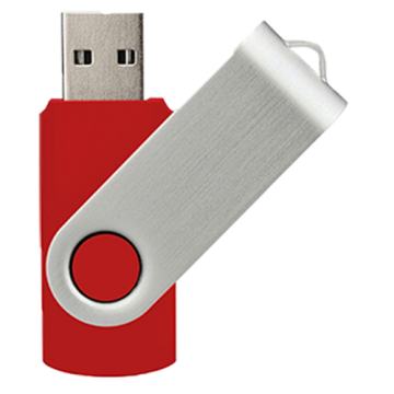 Swivel USB with Silver Plate 16GB- Dark Red