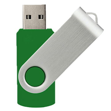 Swivel USB with Silver Plate 16GB- Green