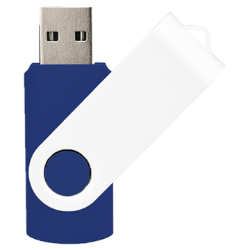 Swivel USB with White Plate 16GB- Blue