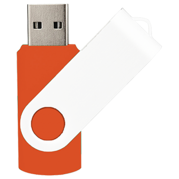 Swivel USB with White Plate 16GB- Orange