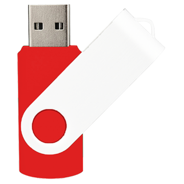 Swivel USB with White Plate 16GB- Light Red