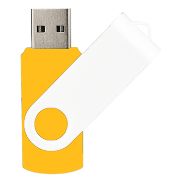 Swivel USB with White Plate 16GB- Yellow