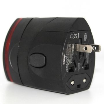 Universal Power Adapter Model 1- Black with Red Light