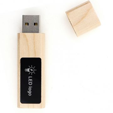 Wooden USB light-up logo- 16GB